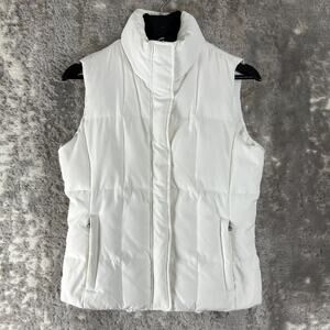 Marvin Richards Size S Duck Down Puffer Vest Jacket White Mock Neck Snap Button